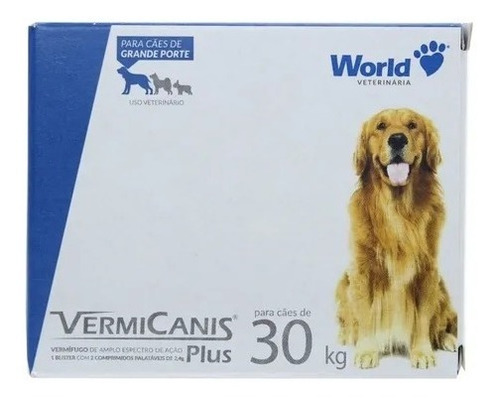 Vermifugo Pet Para Cães 30kg Vermicanis Plus -2 Comprimidos