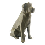 Golden Retriever Geometrico Low Poly Decoração 3d