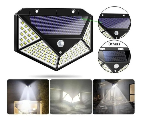 Aplique Lampara Solar 114 Led Con Sensor De Movimiento