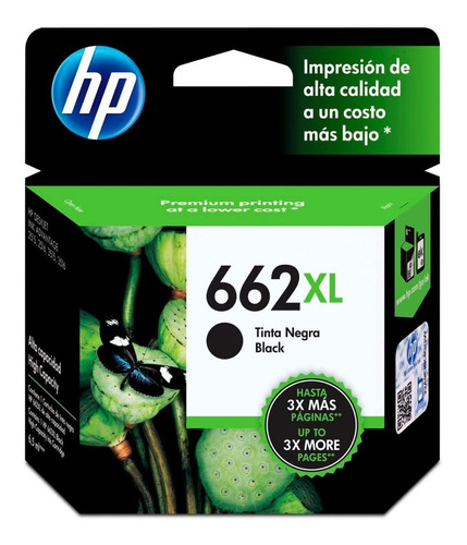 Cartucho Hp 662 Xl Negro Alto Rendimiento 1515 2545 Cz105al