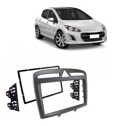 Moldura Dvd 2 Din Peugeot 308 / 408 + Kit Fixação Plástico