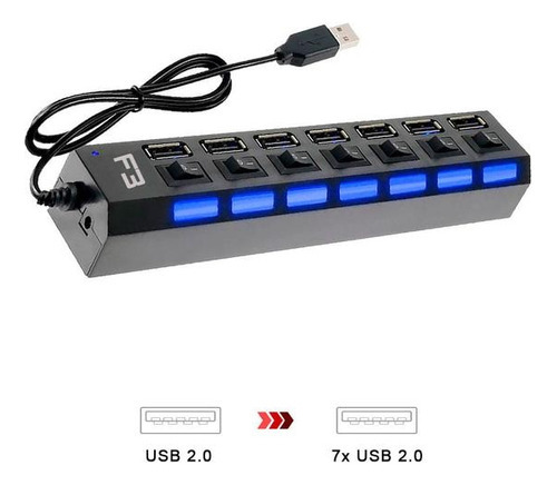 Hub Usb 2.0 7 Portas Chaveadas Jc-hub701 F3 604