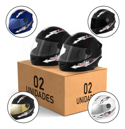 Kit 2 Capacete Moto Fechado Infantil Varias Cores Viseiras