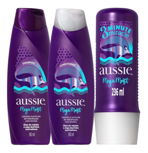 Shampoo+condicionador Aussie 180ml+tratamento 3 Minute 236ml