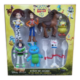 Kit 7 Bonecos Miniatura Toy Story 4 Woody Jessy Buzz Burro