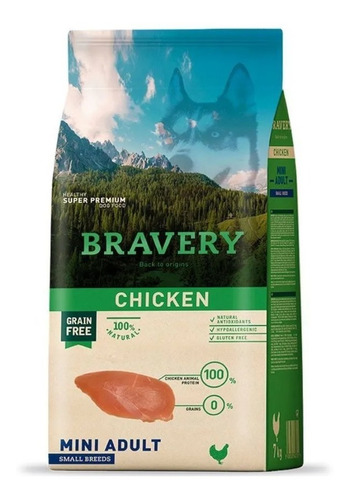 Alimento Bravery Mini Adulto Pollo 2kgs Razas Pequeñas