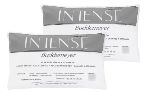 2 Travesseiros Buddemeyer Intense Microfibra Antialérgica
