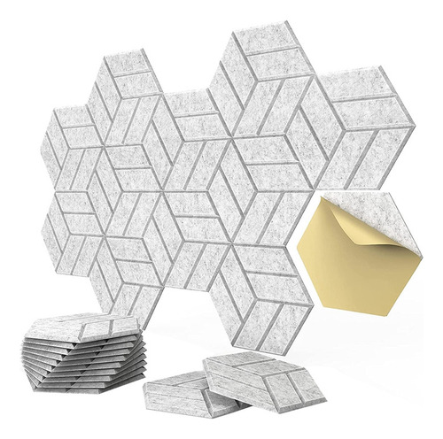 Paquete De 12 Paneles Acústicos Autoadhesivos, Hexagonales A