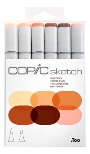 Kit Copic Sketch Original Com 6 Canetas Skin Tones Tons Pele