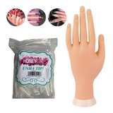 Mão Flexivel Para Treino De Manicure + Pacote Com Tips