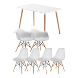 Juego Comedor Linea Eames Mesa 140x80 +4 Sillas + 2 Sillones