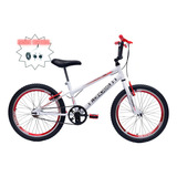 Bicicleta Aro 20 Infantil Masculino Cross Com Rodinha De Treinamento Dia Das Crianças Cor Branco-vermelho Tamanho Do Quadro Único