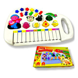 Piano Teclado Infantil Som De Animais Musical De Fazendinha Cor Branco Pilhas Aa