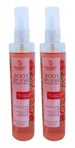 Kit 2 Body Splash Desodorante Colônia Morango 130ml