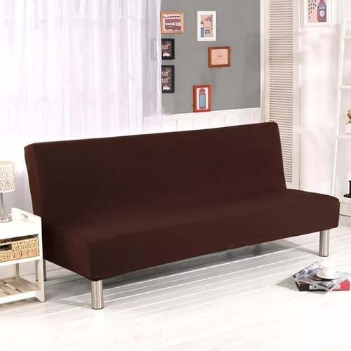 01 Capa De Sofá Sem Braço Fundas De Futon  1,20 M Até 1,40 M Cor Marrom