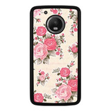 Funda Protector Para Motorola Moto Flores Beige Moda 