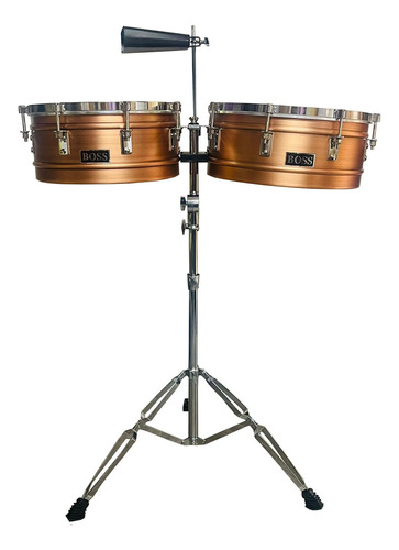 Timbal Latino Boss Bronce 14-15  + Base + Campana + Baquetas