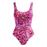 Maiô Feminino Moda Praia Estampas De Carnaval Glitter Cores