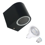 Arbotante Negro Pared Exterior C/foco 7w Calido Led Ade-003