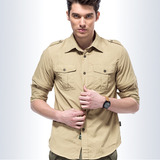 Camisa Masculina, Manga Removível, Bolsos, Blusa De Carga, C