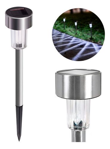 Estaca Solar Farol Acero Inoxidable Luz Led Lampara Jardin