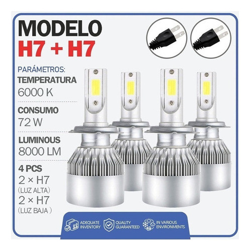 Kit Faros Focos Led Luz Alta Y Luz Baja Para Todos