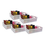 Set X 5 Canasto Organizador Cesto Plastico Rectangular #816