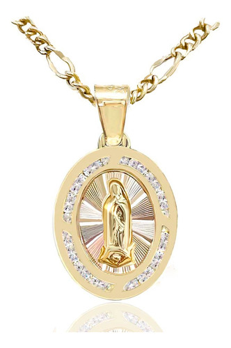 Medalla Oro 10k Virgen De Guadalupe Con Cadena De Regalo 