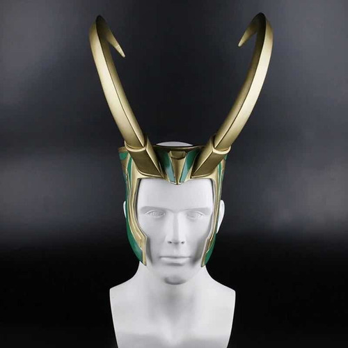 Capacete Loki Cosplay Adereço Máscara Chifres Grandes