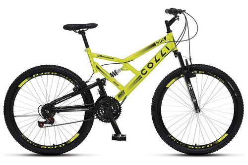 Bicicleta Colli Gps Amarela Neon Aro 26 C/ 21 Marchas