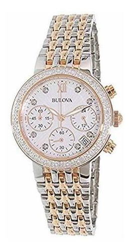 Bulova En Dos Tonos Rosa Reloj De Diamantes De Oro.