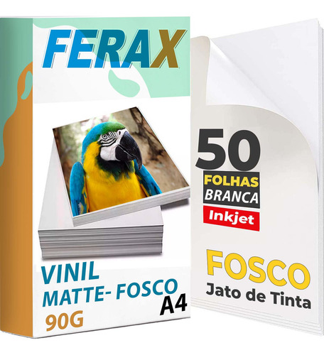 Adesivos Vinil Branco Fosco Jato De Tinta A4 - 50 Folhas