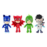 Coleção Com 4 Pelúcias Do Pj Masks De 15cm Bonecos Crianças