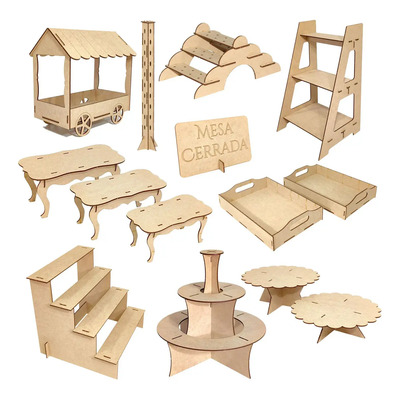 Kit Mesa De Dulces Candybar En Mdf Muebles Para Cupcakes P15 | Envío gratis