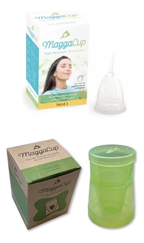 Copa Menstrual Maggacup Silicona + Vaso Esterilizador Verde