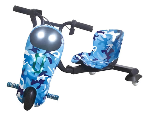 Triciclo Eléctrico Para Niños Montable Bluetooth Giro De 360 Color Azul