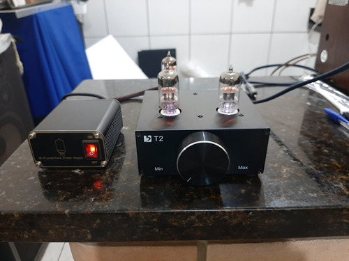 Pré Amplificador Valvulado  T2 3 Válvulas Mais Fonte 