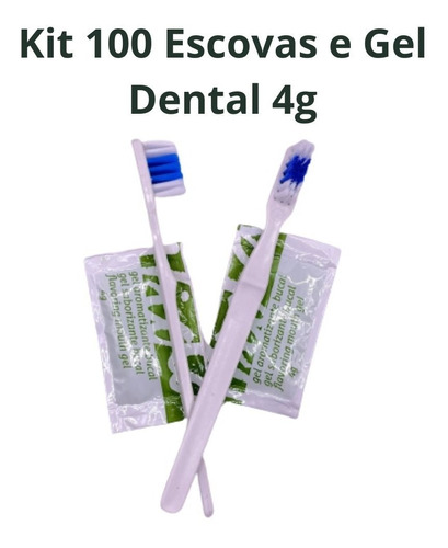 Kit 100 Escova Dental Com Creme 4g Sache Hotel Motel Pousada
