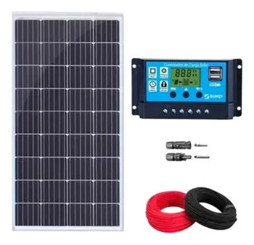 Kit Painel Solar 155w C/ Controlador Carga 30a Cabo10m 2mc4