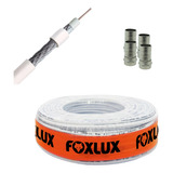 Cabo Coaxial Rg6 95% 100m Antena Tv Mais 4 Conectores Foxlux