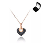 Colar Feminino Heart Com Cristais Banhada A Ouro Rosê 18k