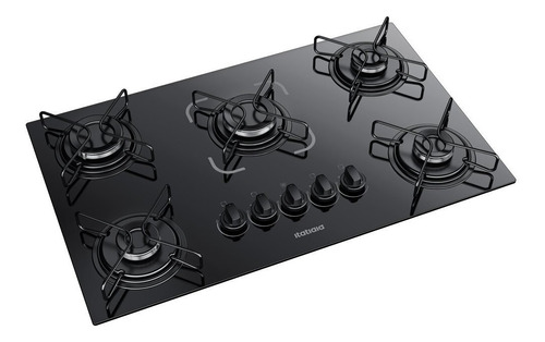 Cooktop A Gás 5 Bocas Essencial Mesa De Vidro Itatiaia