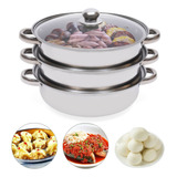 Olla De Acero Inoxidable Vaporera Cocina 3 Capas,kit 3pcs