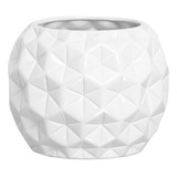 Vaso Redondo Diamante Decorativo Branco Fosco Grande