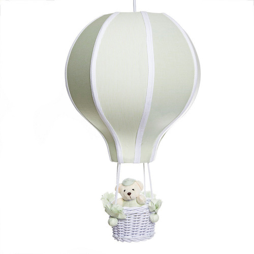 Pendente Lustre Balão Gg Verde Com Ursinho Bebê Infantil