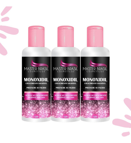 Serum Monoxidil Feminino Crescimento Cabelo 3 Un. 360ml