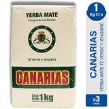 Yerba Mate Canarias Te Verde Jengibre Con Hierbas - Pack X3