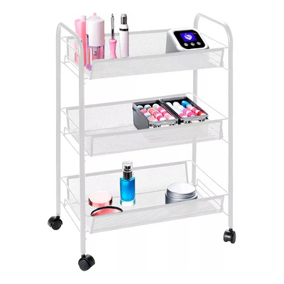 Carrito Organizadora 3 Niveles Estante Ajustable Con Ruedas Blanco