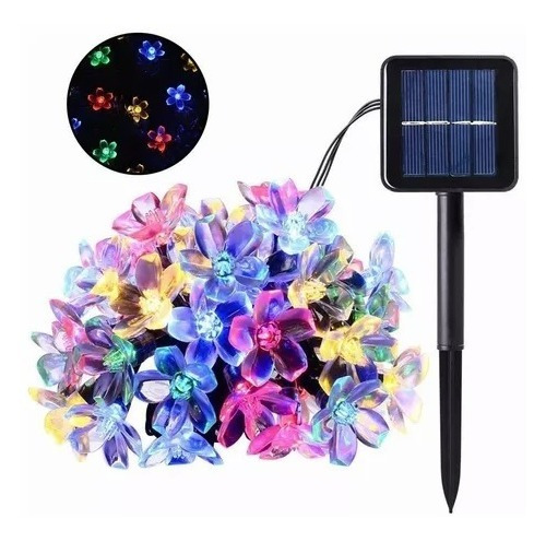 Tira De Luces Flores De Cerezo 12m Solares 100led 8 Modos