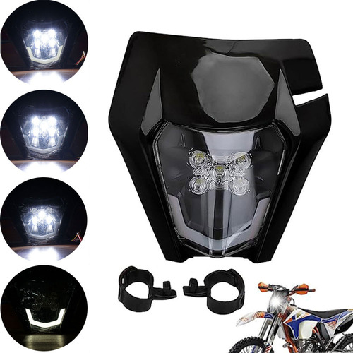 Faro Motocicleta De Led Carcasa Negra Para Ktm Exc Mx Sx Xc